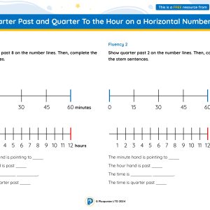 2M034 Master Quarter Past and Quarter to the Hour on a Horizontal Number Line FREE